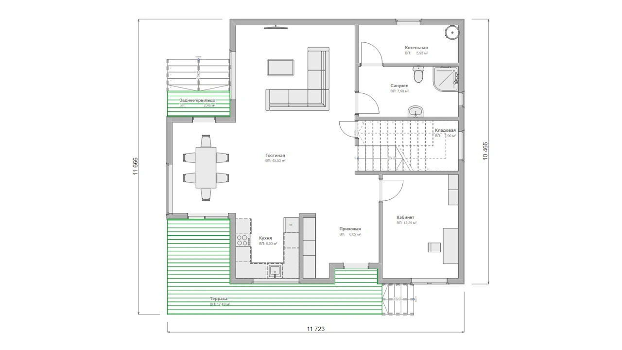 план 1 этажа, проект Полпино
